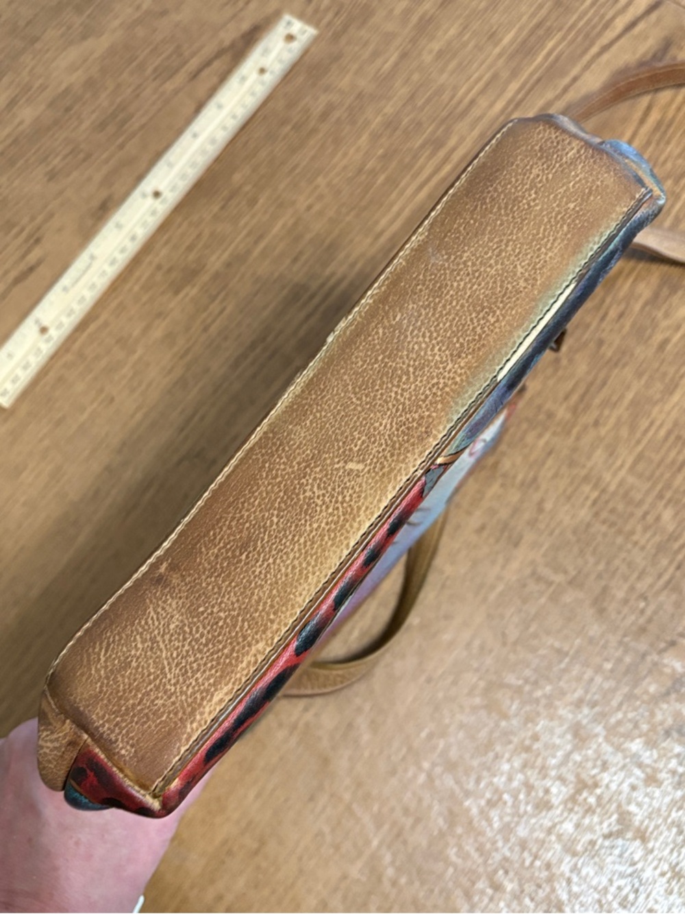 Hand-Painted Floral Crossbody Bag in Multicolor - Picture 8 of 9